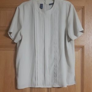 Karen Scott Pleated Front Short Sleeve Blouse